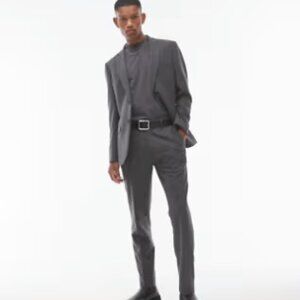 Topman | Premium Slim Fit Dress Pants | Charcoal | Size 32R